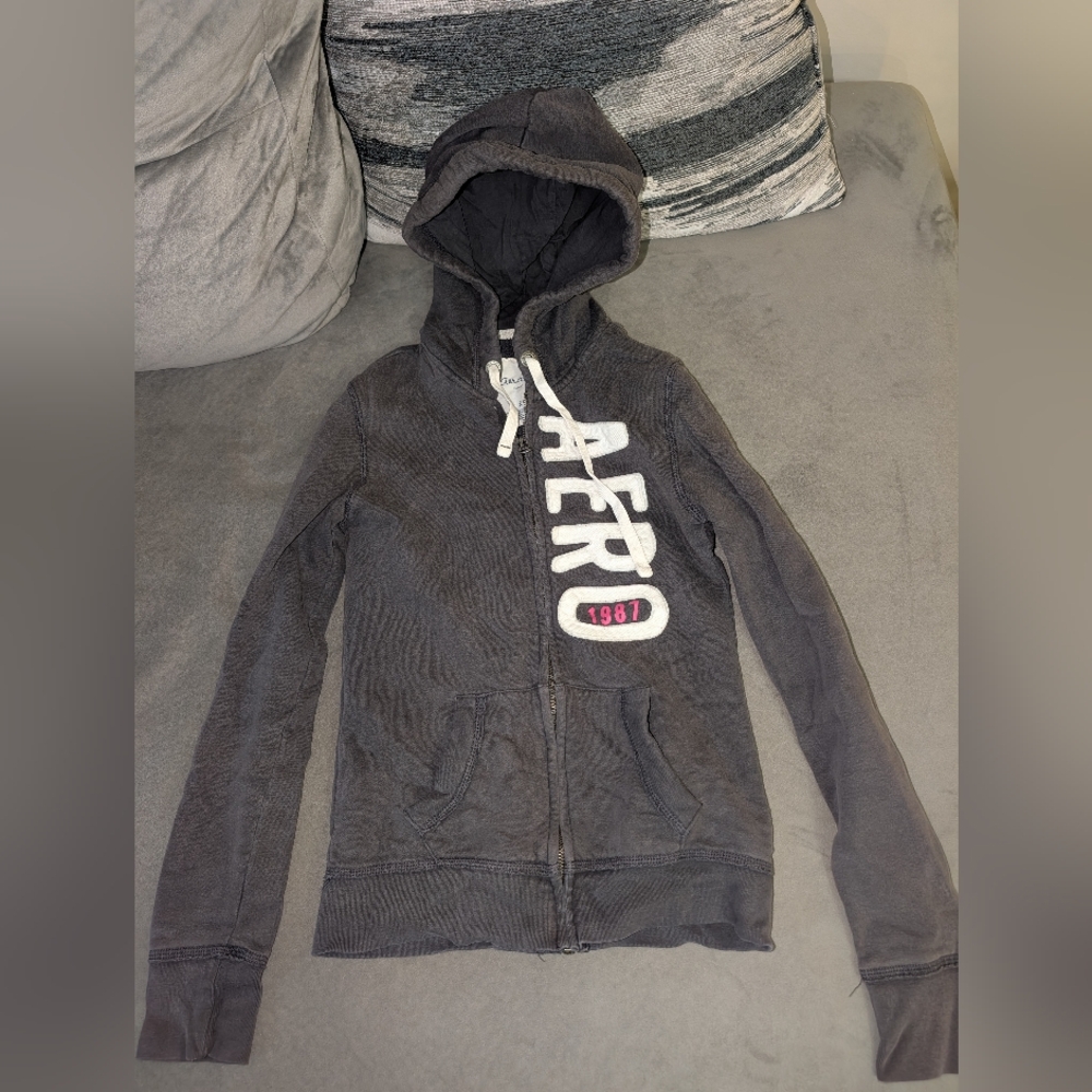 Aero Gray Zip-Up Hoodie